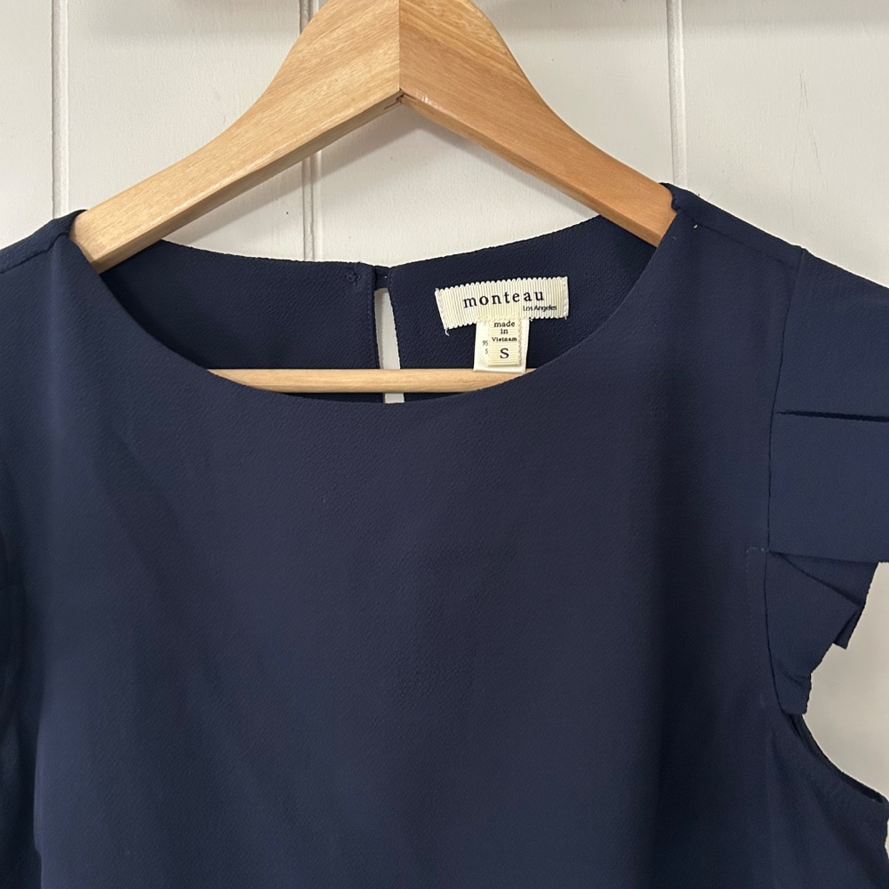 Workwear Blue Ruffle blouse - Picture 2 of 2